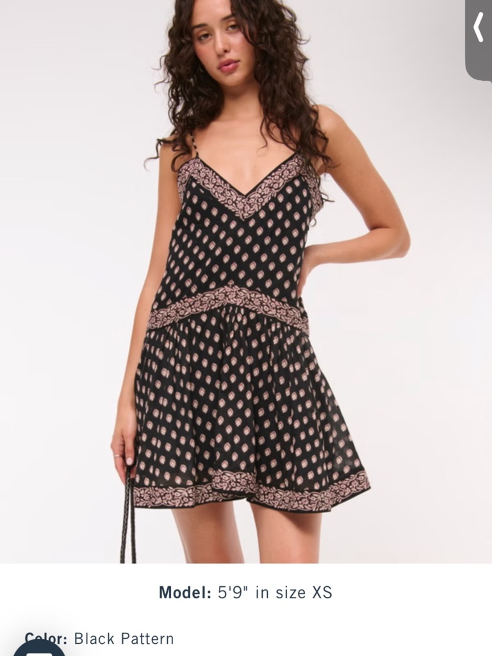Abercrombie & Fitch Black Mini Dress with Blush Pattern Accents